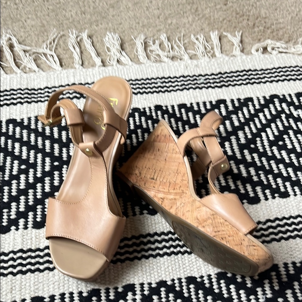 Franco Sarto Tan Wedge Shoes with Elegant Design